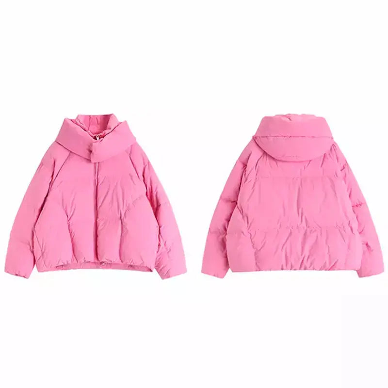 Jaqueta Feminina Parka Down Plumas de Ganso - Rosa